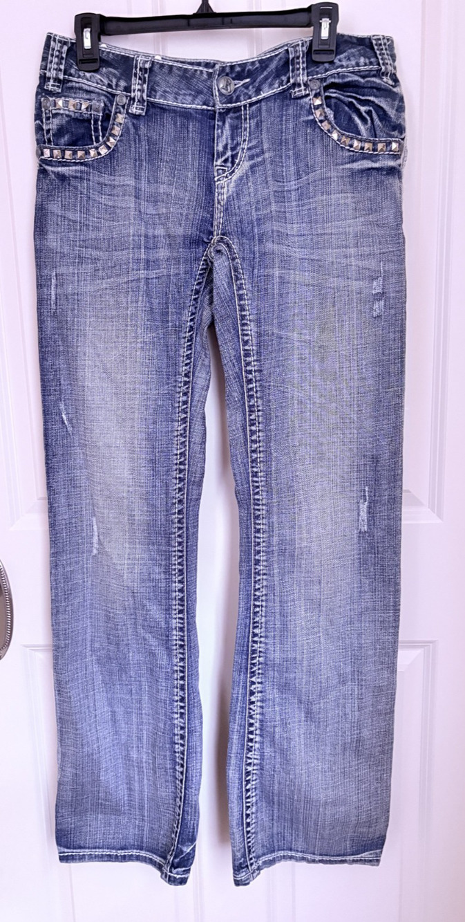 Rock & Roll Cowgirl Riding Jeans Womens 31x34 Blue Low Rise Bootcut